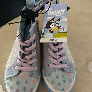 Girls size 10 High-Top Bluey Sneakers - Light Blue and Purple